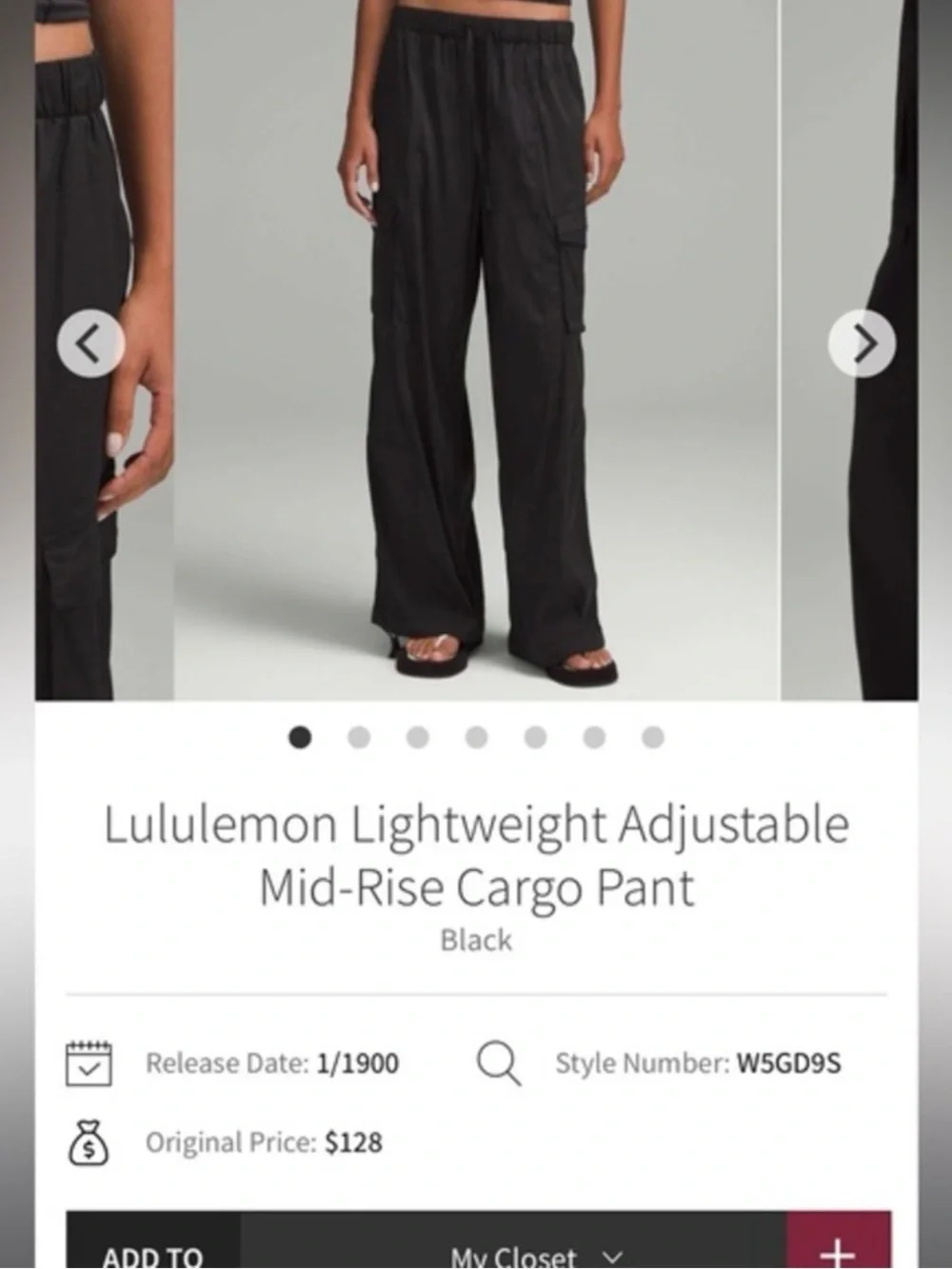 lululemon athletica Black Wide-Leg Cargo Pants